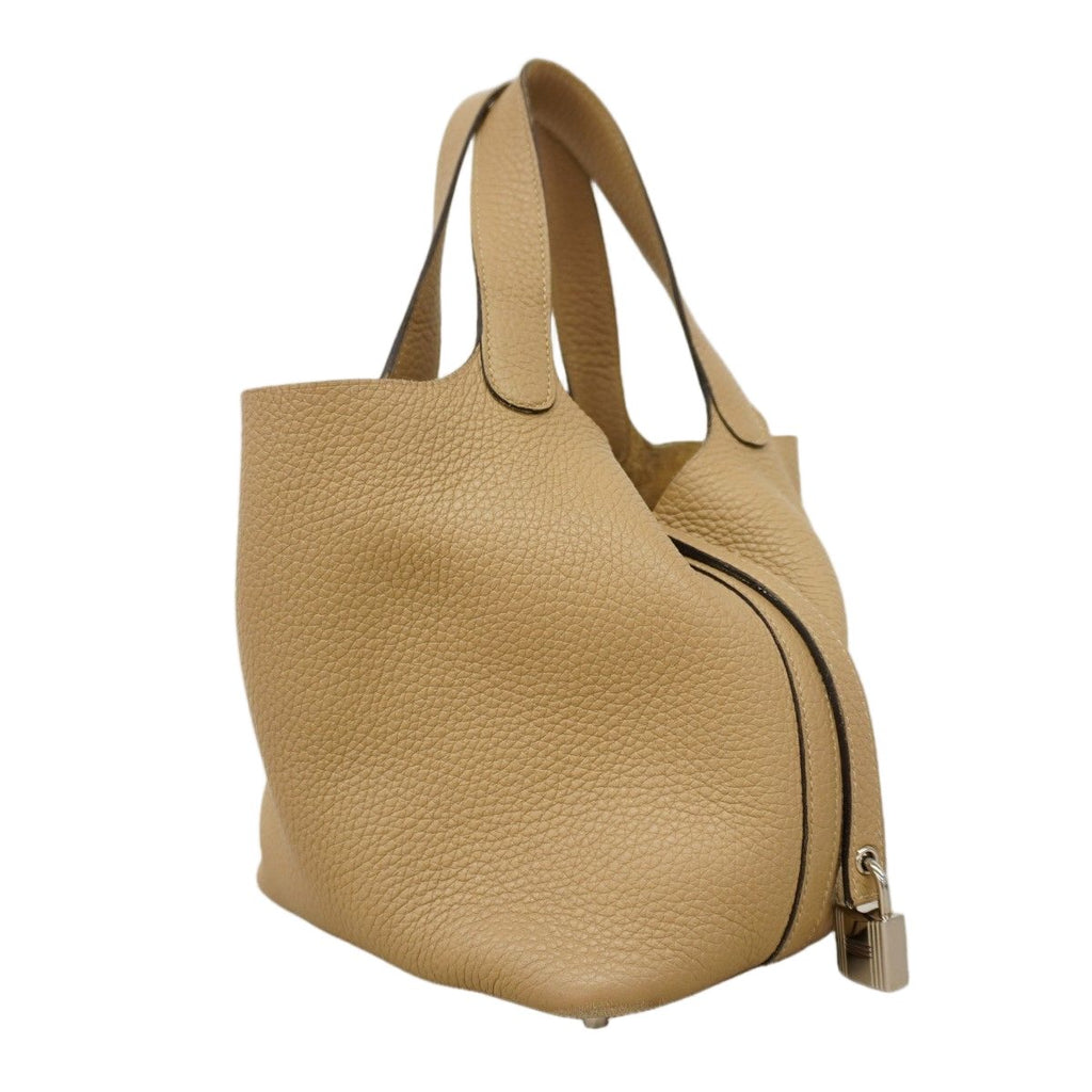 Hermes Handbag Picotin Lock PM Taurillon Clemence Trench Silver — view 2