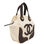 Chanel Handbag Canvas Ivory Black Gold — view 2