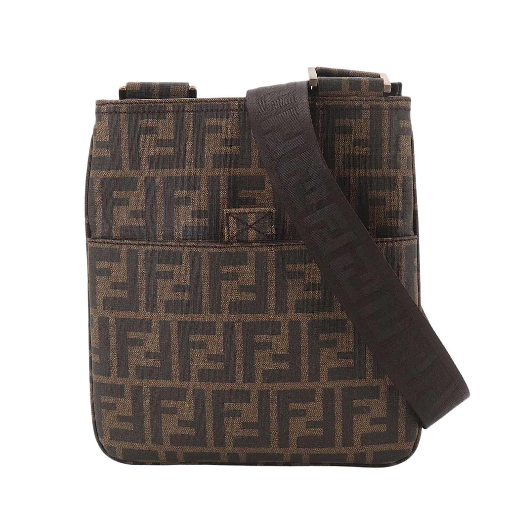 Fendi Zucca Shoulder Messenger Bag Brown Gold