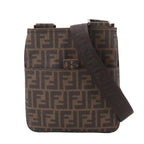 Fendi Zucca Shoulder Messenger Bag Brown Gold