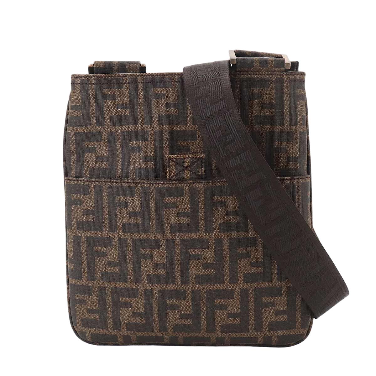Fendi Zucca Shoulder Messenger Bag Brown Gold
