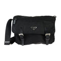 Prada Messenger Bag Shoulder 1 Bd671 Nylon Leather Black Silver Hardware