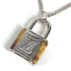 Louis Vuitton Necklace Collier LV Stone Taiga Eye Pendant Silver Brown