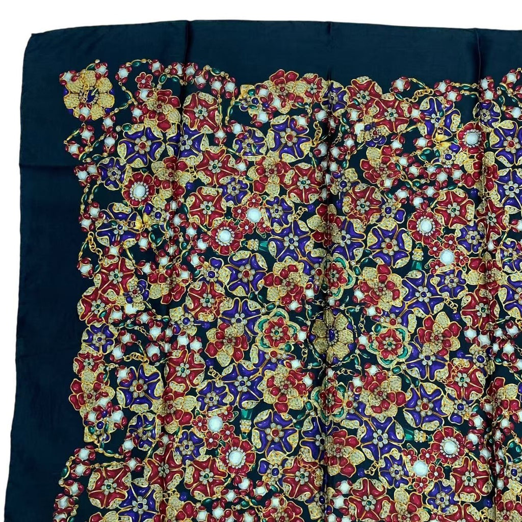 Chanel Scarf Silk Pattern Logo Black — view 3