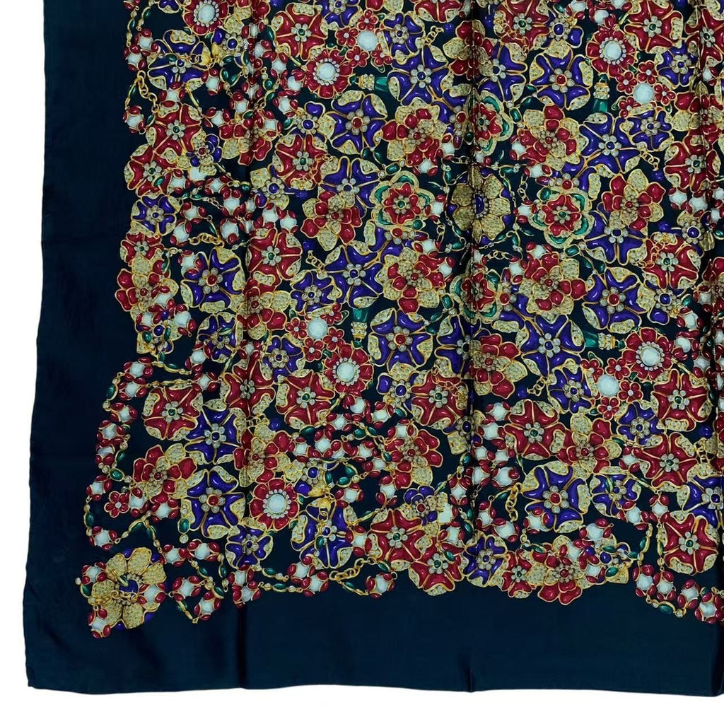 Chanel Scarf Silk Pattern Logo Black — view 5