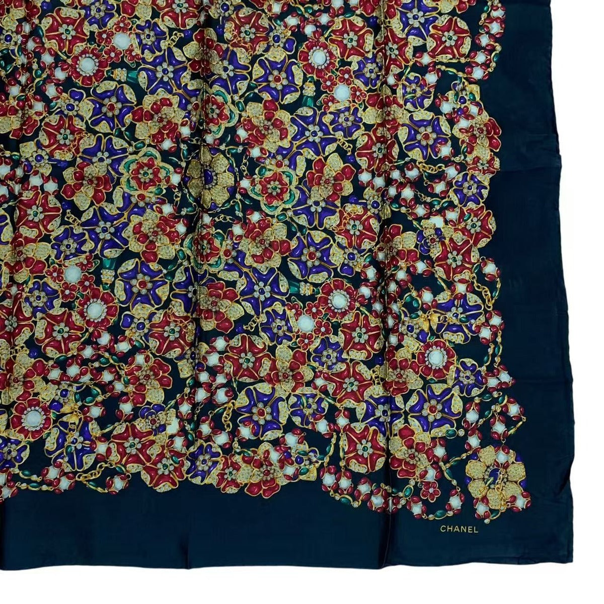 Chanel Scarf Silk Pattern Logo Black — view 6