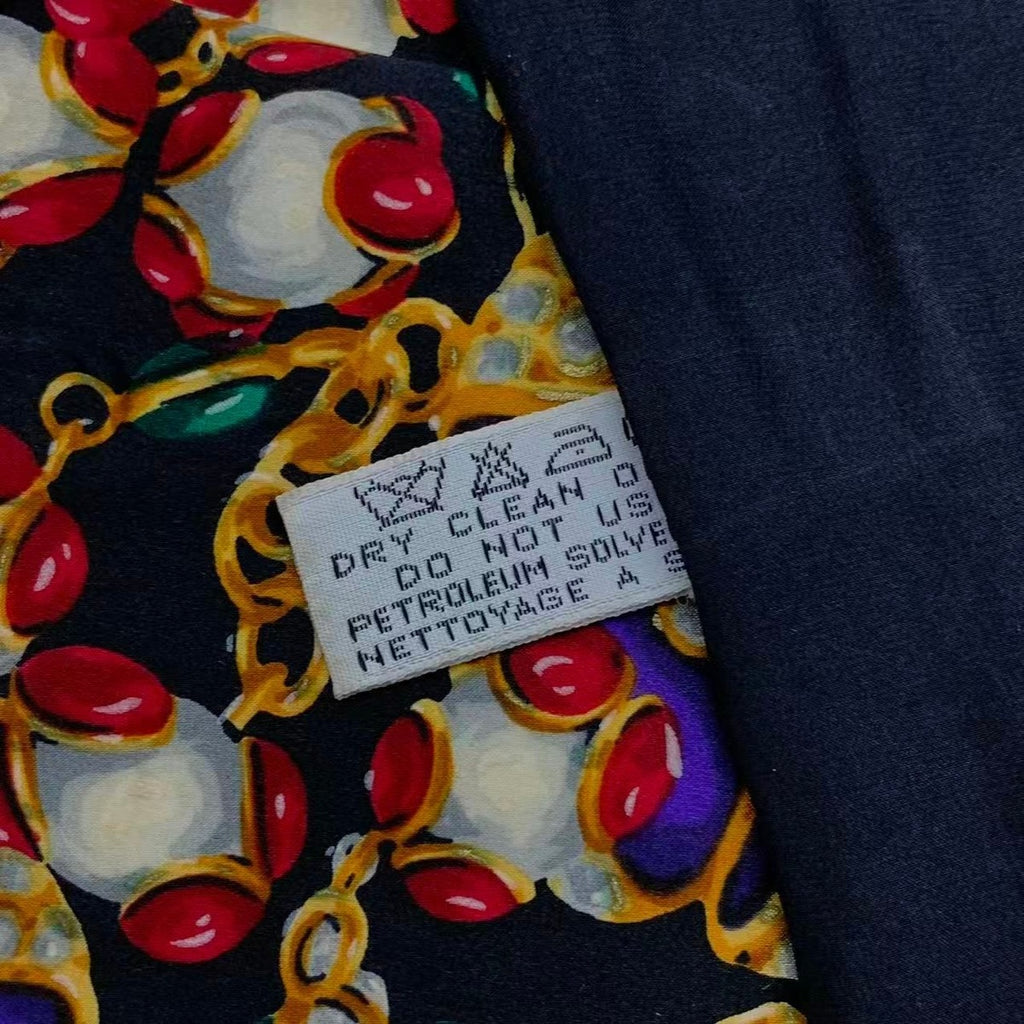 Chanel Scarf Silk Pattern Logo Black — view 8