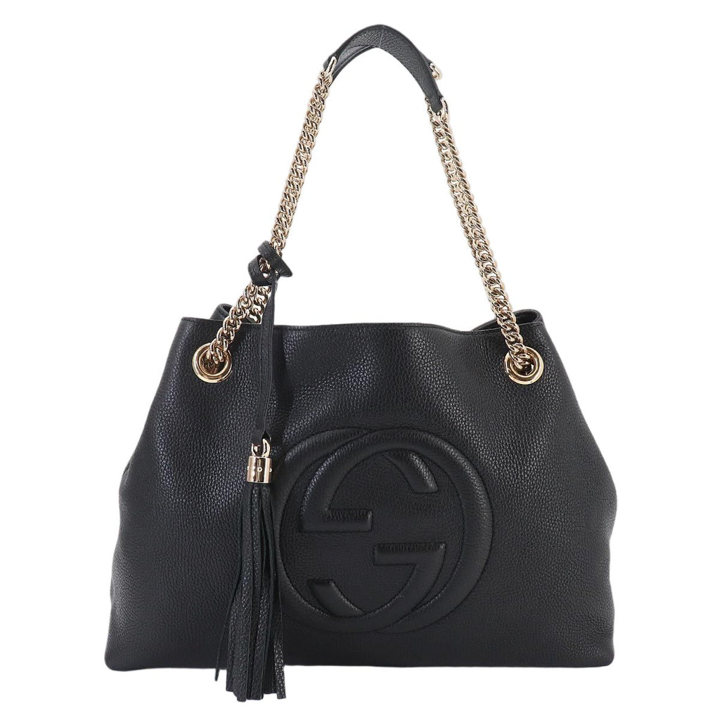 Gucci Interlocking Soho Chain Tote Bag Leather Black