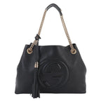 Gucci Interlocking Soho Chain Tote Bag Leather Black