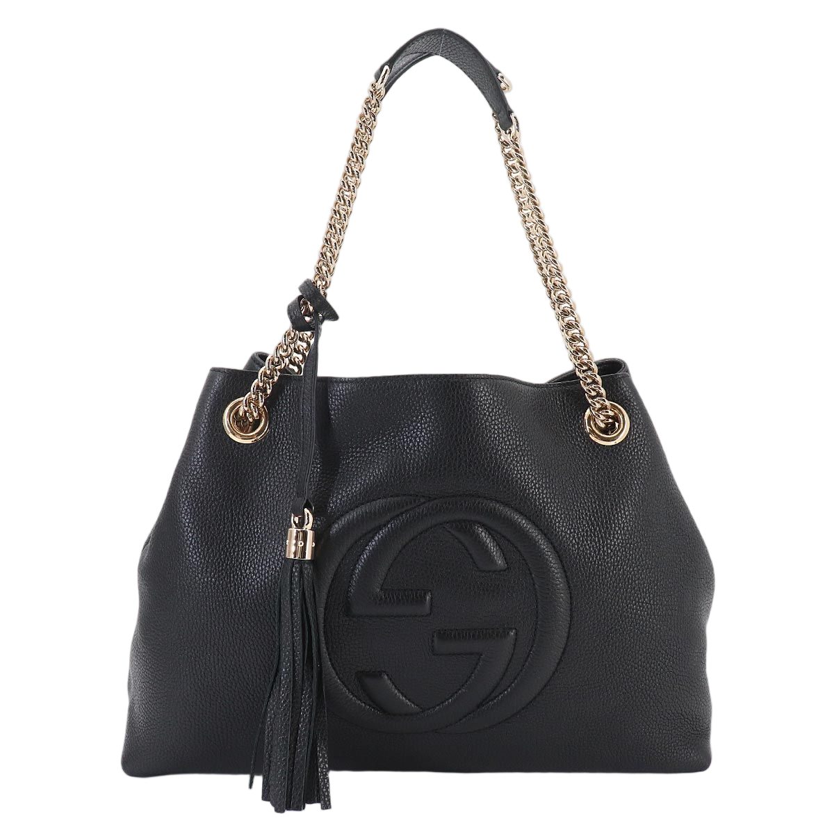 Gucci Interlocking Soho Chain Tote Bag Leather Black