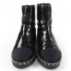 Chanel Coco Mark Shearling Leather Short Boots Black 36 Boxes — view 4
