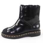 Chanel Coco Mark Shearling Leather Short Boots Black 36 Boxes — view 5