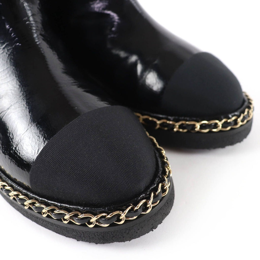 Chanel Coco Mark Shearling Leather Short Boots Black 36 Boxes — view 8