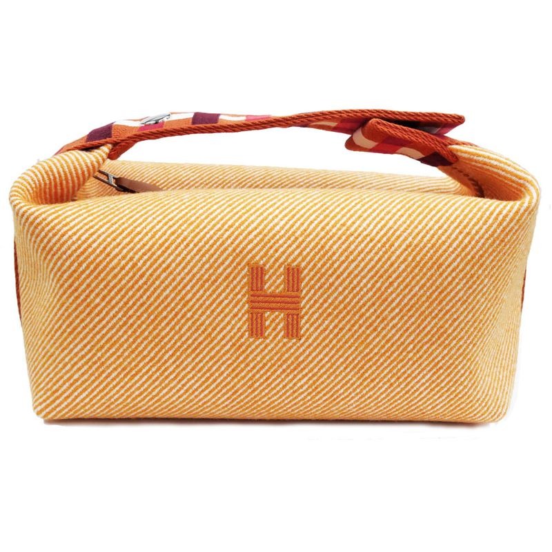 Hermes Brid A Black PM Au-carre Handbag Pouch Faube Orange