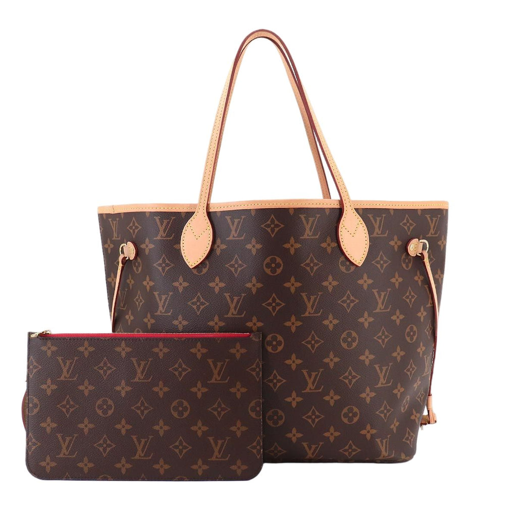 Louis Vuitton Monogram Neverfull MM Tote Brown Cerise