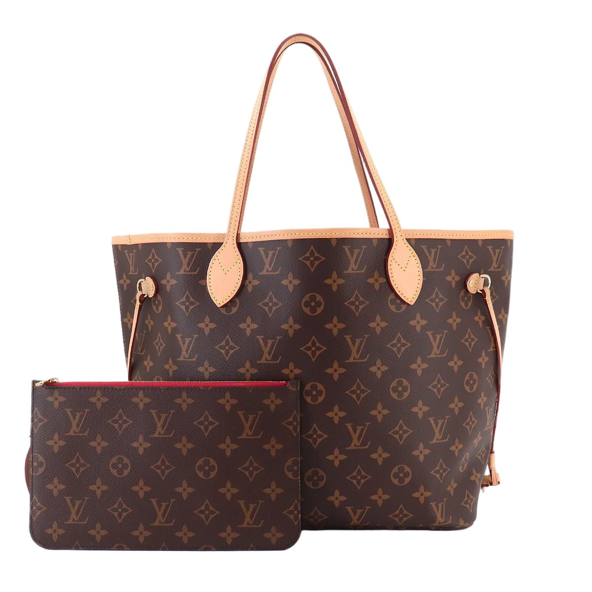 Louis Vuitton Monogram Neverfull MM Tote Brown Cerise
