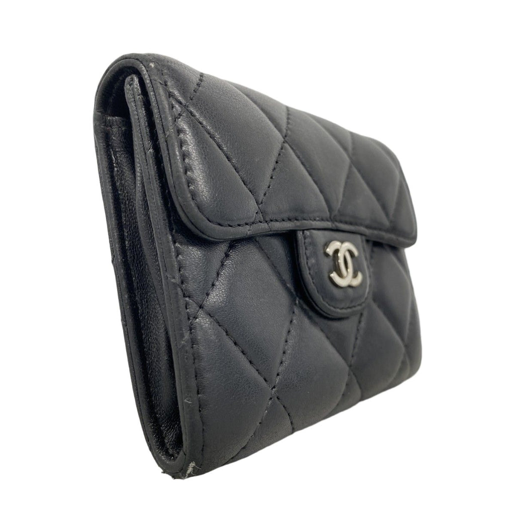 Chanel Coin Case Quilted Lambskin Black Silver — view 2