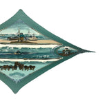 Hermes Pleats Gronland Eskimo Dog Sled Silk Scarf Green — view 3