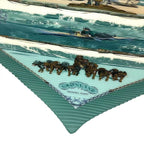 Hermes Pleats Gronland Eskimo Dog Sled Silk Scarf Green — view 4