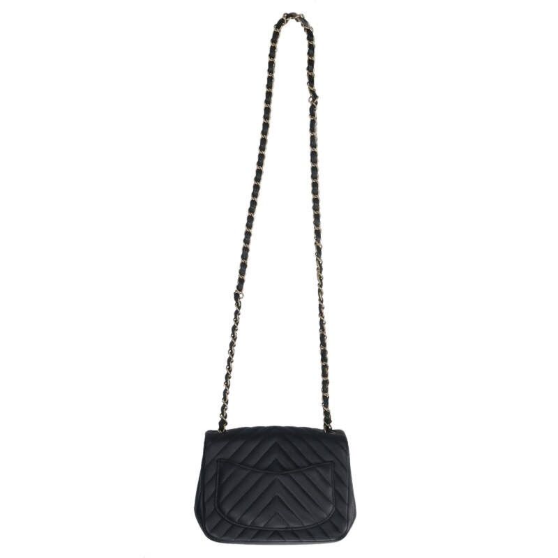 Chanel Mini Quilted 17 Chevron Lambskin Chain Shoulder Bag Women — view 2