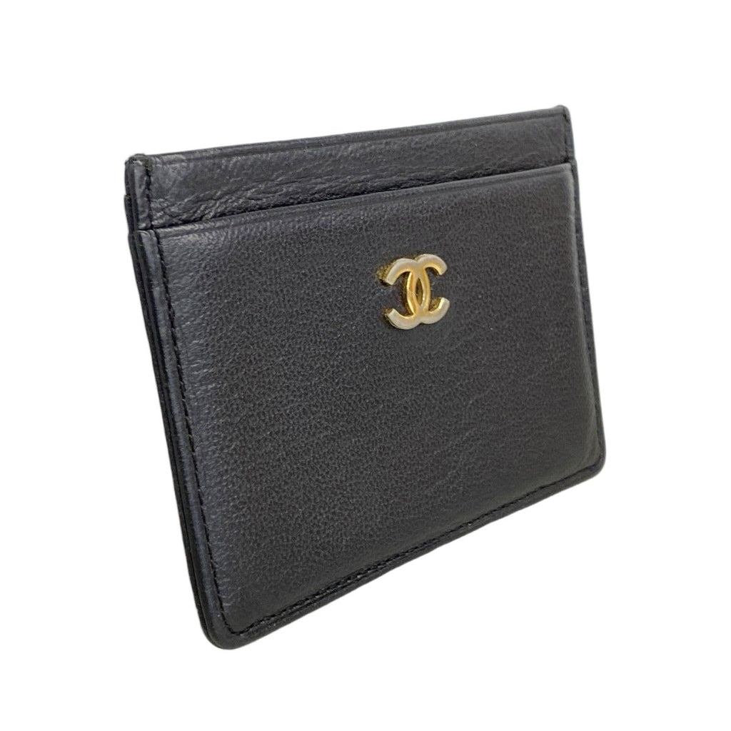 Chanel Card Case Leather Black Gold — view 2