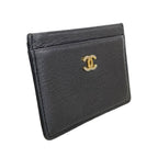 Chanel Card Case Leather Black Gold — view 2