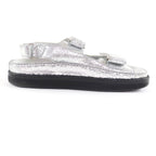 Chanel CC Logo Embroidered Back Strap Velcro Leather Flat Sandals — view 5