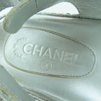 Chanel CC Logo Embroidered Back Strap Velcro Leather Flat Sandals — view 9