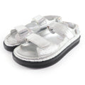 Chanel CC Logo Embroidered Back Strap Velcro Leather Flat Sandals