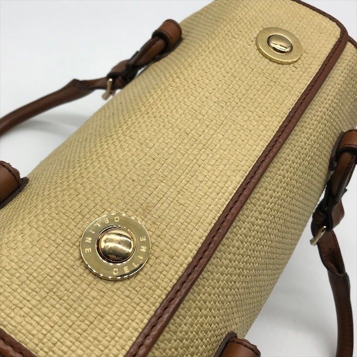 Celine Raffia Straw Hand Boston Bag Beige — view 8