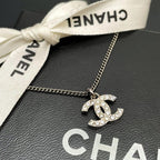 Chanel CC Logo Necklace Rhinestone Icon Coco