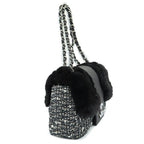 CHANEL Coco Chain Shoulder Handbag Tweed Fur Lizard Leather Black — view 5