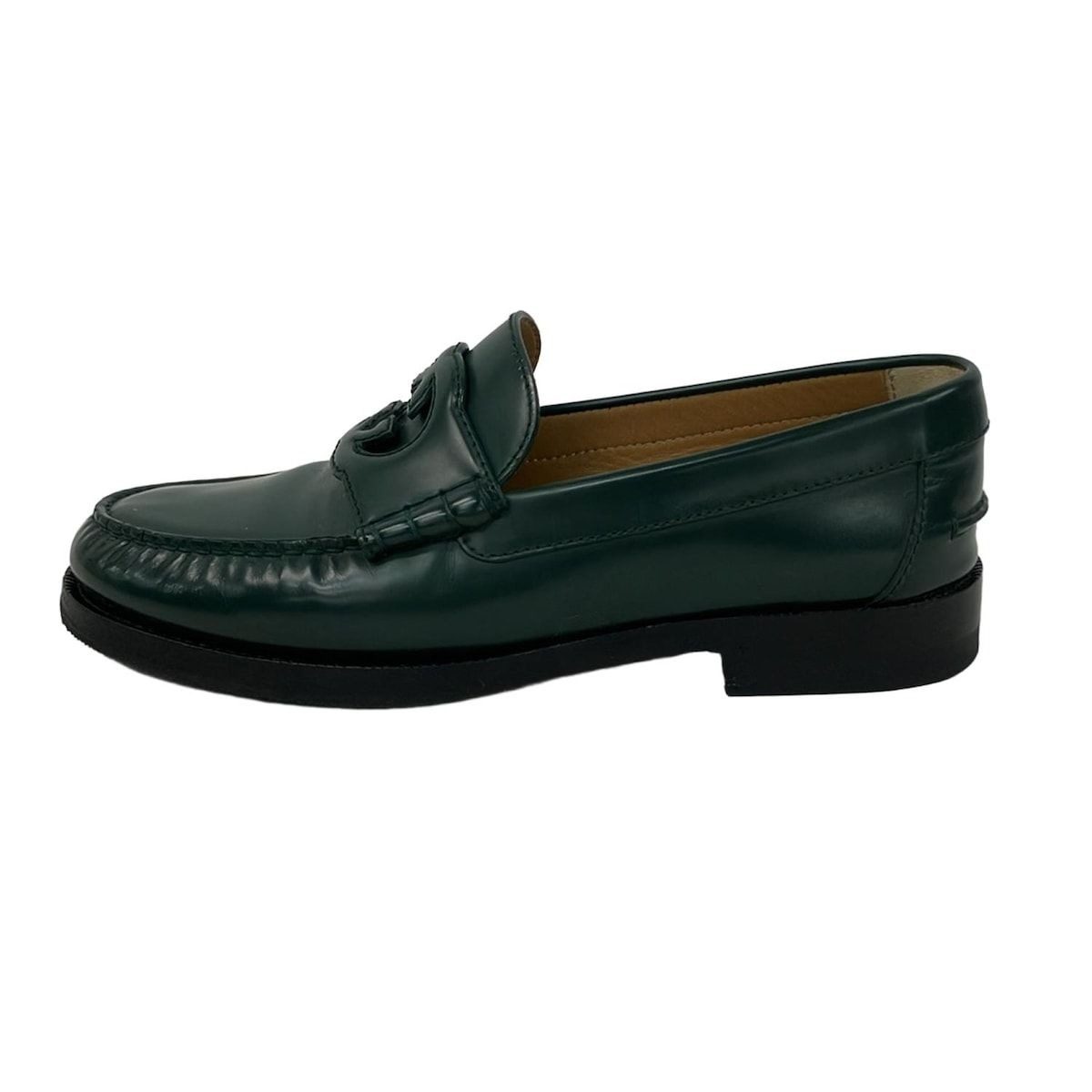 Gucci Loafers 5.5 Interlocking Dark Green Leather