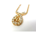 Dior Necklace Logo Gold Metal Rhinestone New — view 3