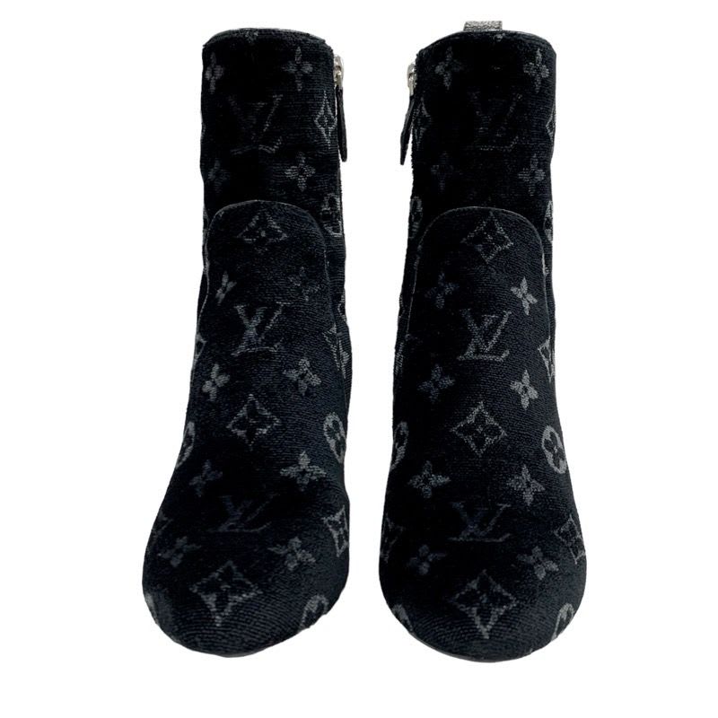 Louis Vuitton Silhouette Line Boots Short Shoes Velor Black Monogram — view 2