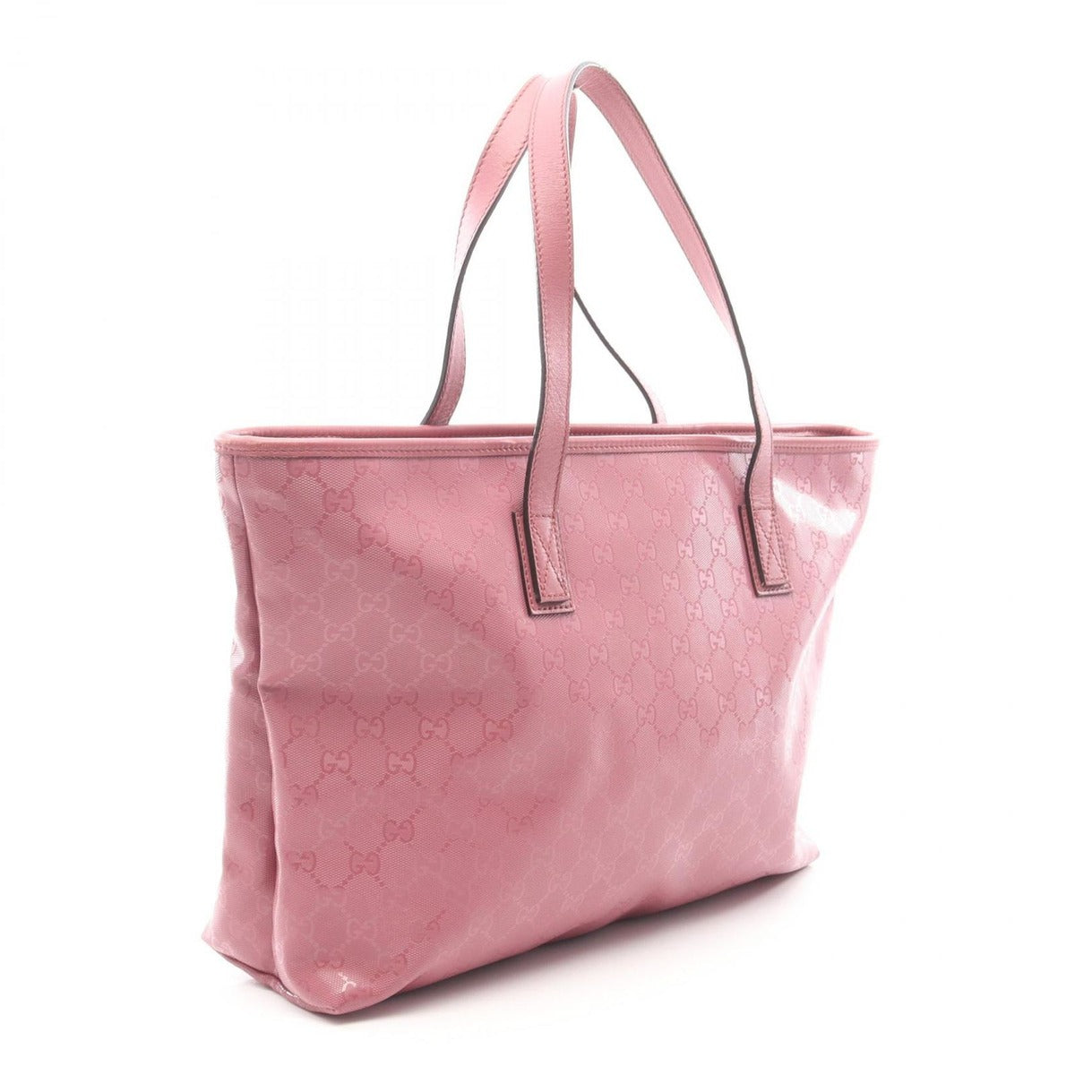 Gucci Tote GG Supreme Pink Canvas Leather — view 2