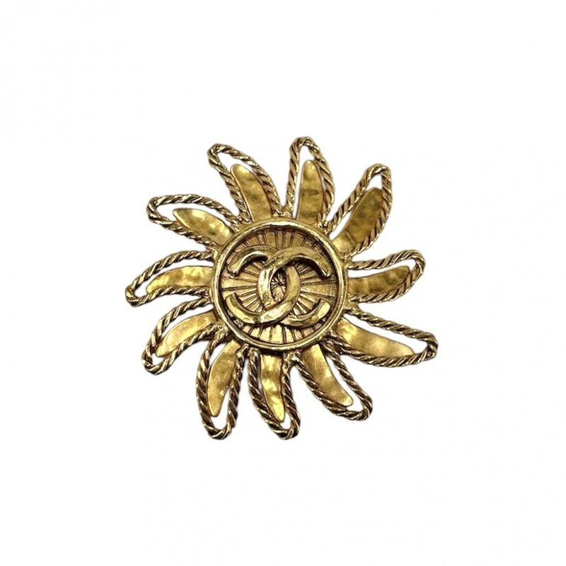Chanel Brooch Sun Motif Coco Mark Accessories GP 94