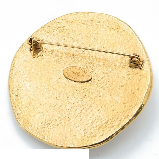 Chanel Pin Brooch Gold Metal CC Logo Sun Motif Vintage — view 2