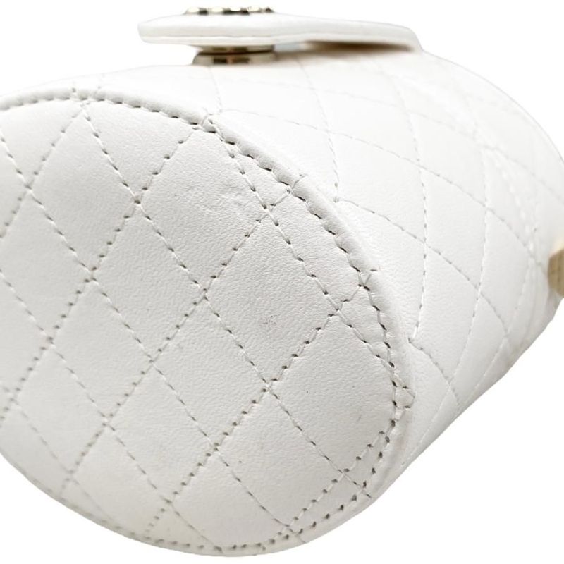 Chanel Shoulder Bag Vanity Mini Quilted Lambskin Chain White — view 6