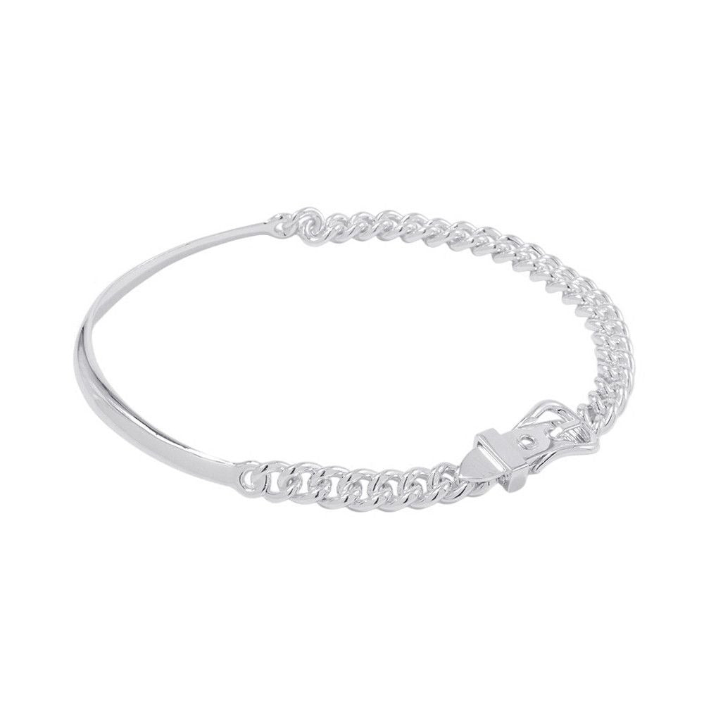 Hermes Necklace Book le Inflexible Silver GM 42