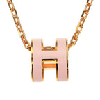 Hermes Necklace Pop Mini Pendant Rose Dragee Pink Gold