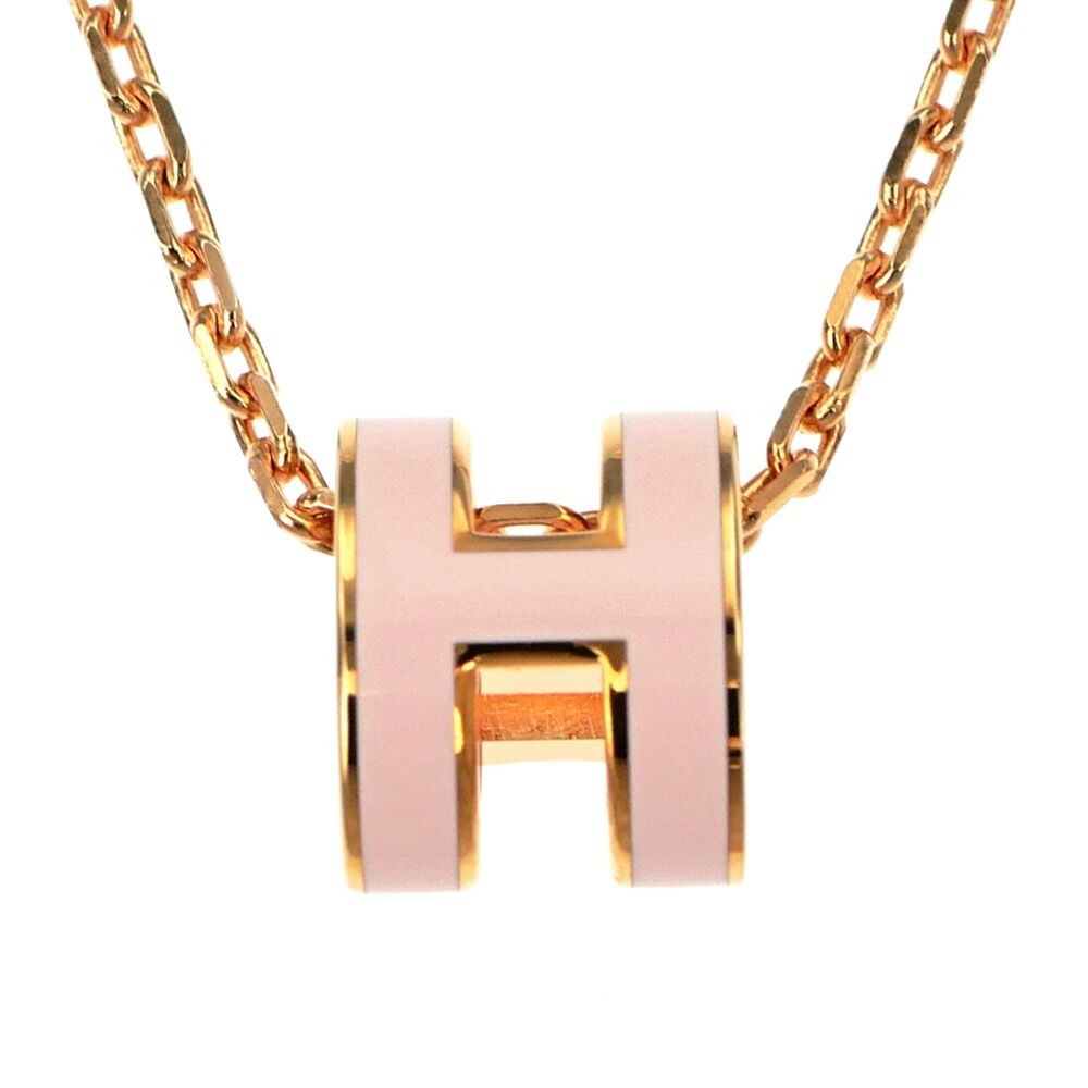Hermes Necklace Pop Mini Pendant Rose Dragee Pink Gold