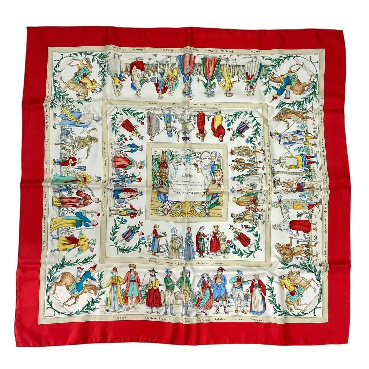 Hermes Scarf Carre 90 Costumes Civils Actuels Modern Citizen Silk — view 2