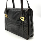 Gucci Croco Logo Vintage Hand Bag Brown — view 6