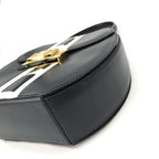 Celine Leather Ribbon Hand Bag Navy Gold — view 4