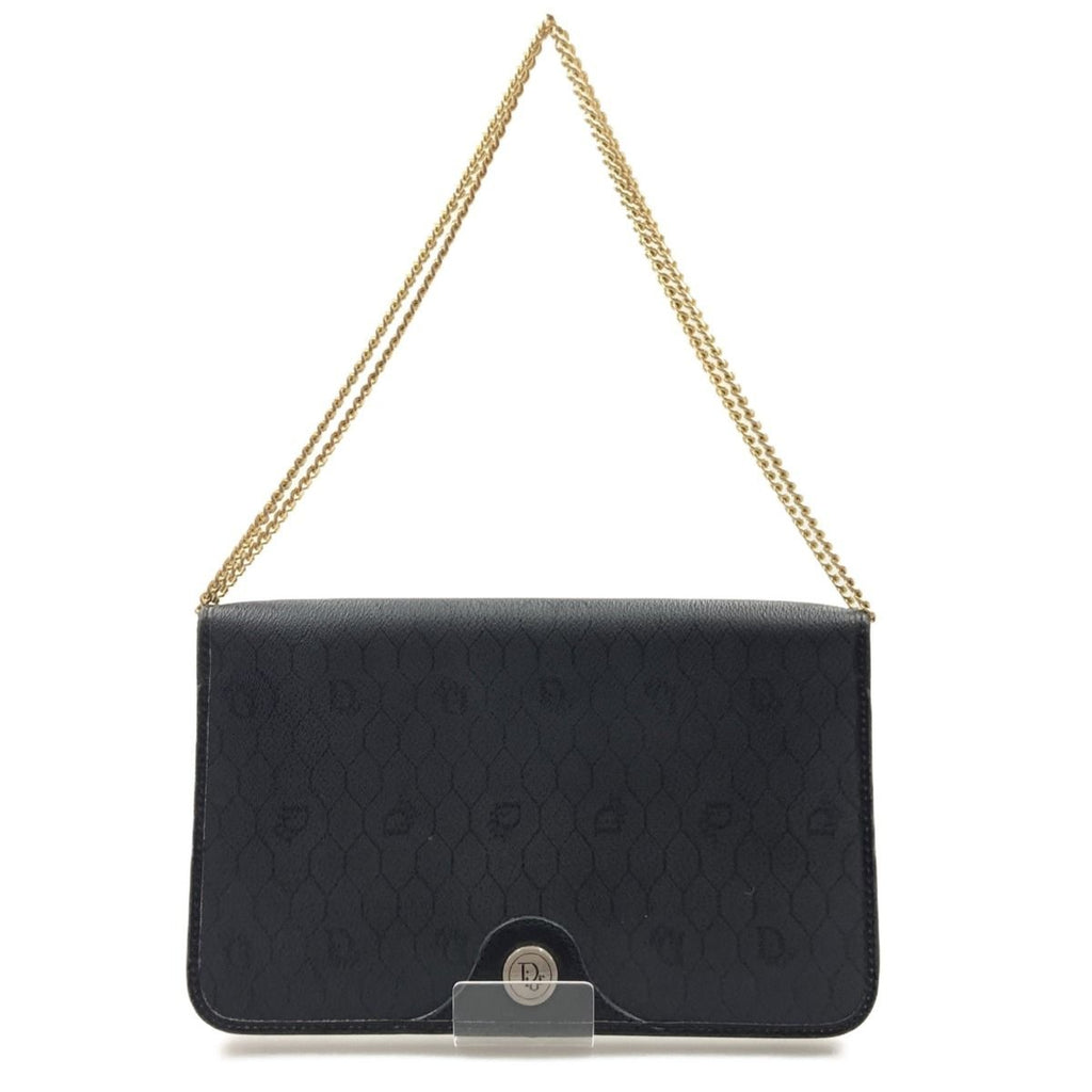 Christian Dior Honeycomb Pattern Chain Shoulder Bag Black