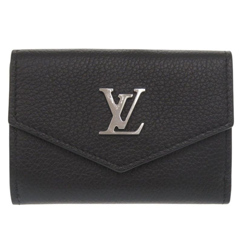 Louis Vuitton Portefeuille Lock Mini Calf Leather Noir Black Trifold