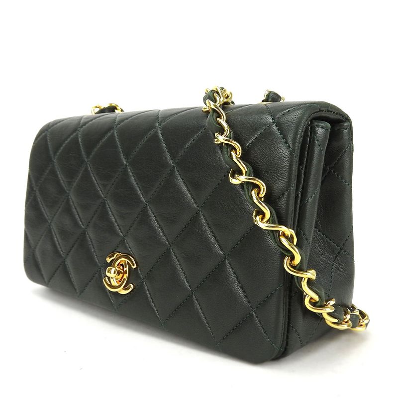Chanel Shoulder Bag Mini Quilted Lambskin Olive Green Gold Hardware 1 st — view 2
