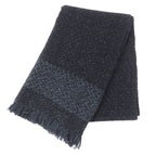 Chanel Cashmere Blend Coco Mark Embroidered Lame With Fringe Large Shawl Black