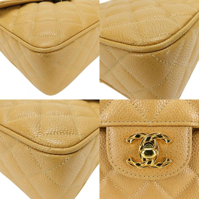 Chanel Shoulder Bag Quilted Caviar Leather Beige Gold Hardware 2 nd — view 2
